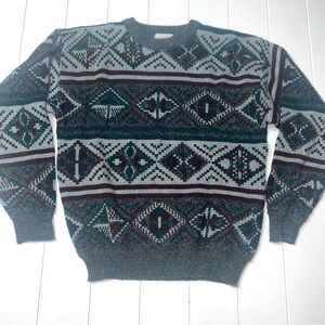 Vintage Traditions Geometric Knit Sweater Medium Southwest Aztec Grandpa 90s